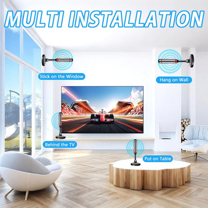 ATVFuture TV Antenna for Smart TV Indoor, 2026 Digital Indoor Antennas with Strong Magnetic Base, 360°&Long Range Reception TV Antenna for Local Channels, Easy Setup Digital HD Antenna for TV Without Cable - Image 2